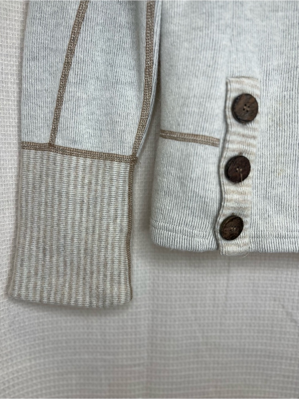 prAna Lucia Wool Blend Cowl Neck Women’s Medium Sweater - Oatmeal / Light Gray - Picture 3 of 7